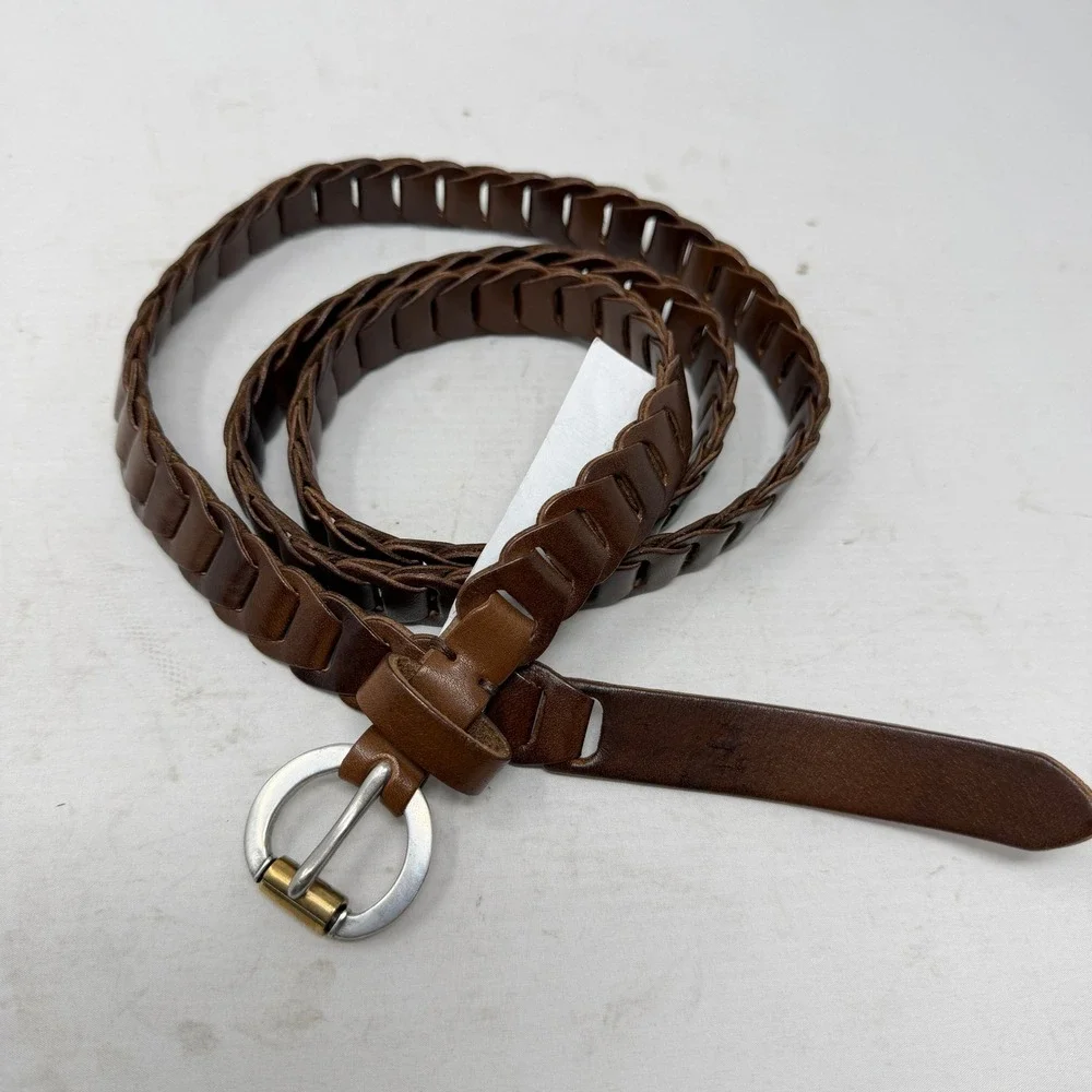 John Varvatos Mens Leather Belt Brownstone‎ Astor Welder Size 40 Silver NWT$348